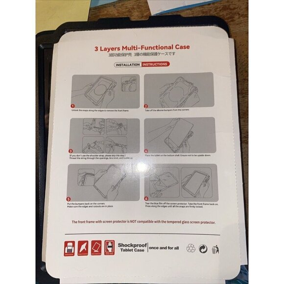 New Ipad Tablet Rugged Black Case Screen Protector 3 Layer 10.2 Inch - Picture 1 of 4